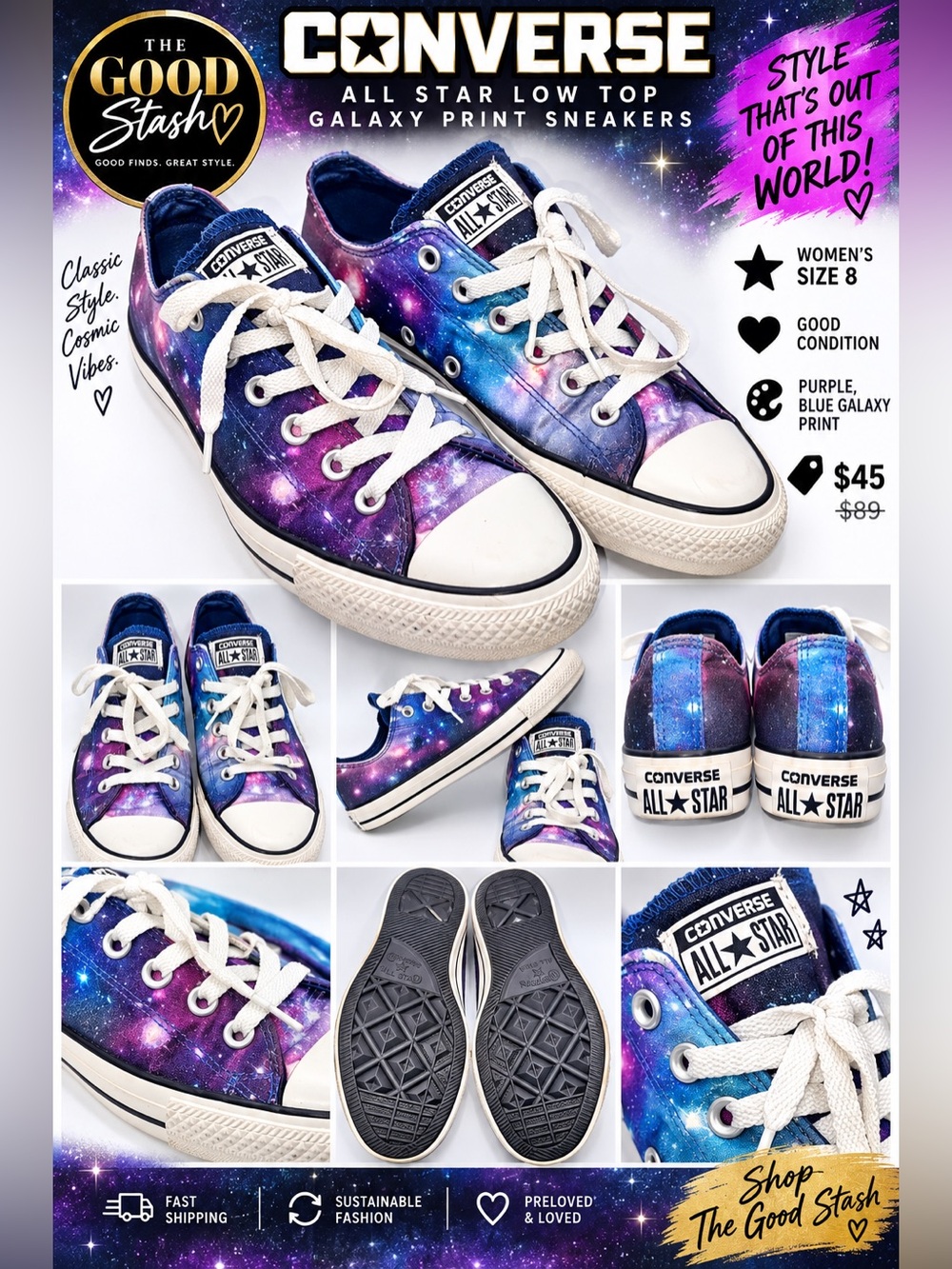 CONVERSE ALL STAR LOW TOP GALAXY PRINT SNEAKERS